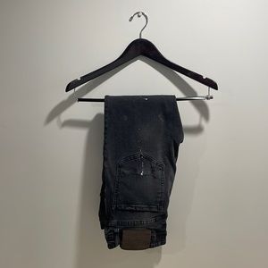 Zara Mens paint splattered distressed black skinny Jeans